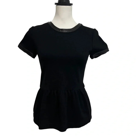 Women’s Madewell Black Short Sleeve Peplum Top with Black Trim. XS - Picture 2 of 8
